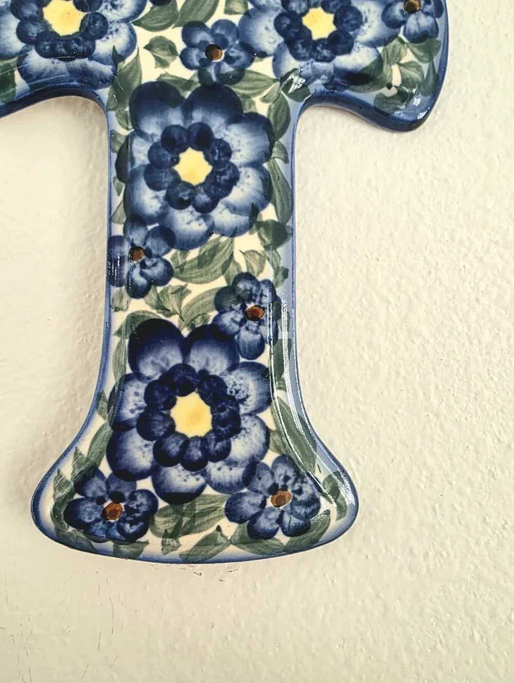 Polish Pottery Floral Cross